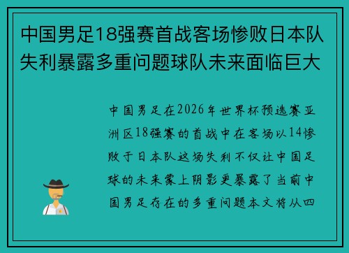 中国男足18强赛首战客场惨败日本队失利暴露多重问题球队未来面临巨大挑战